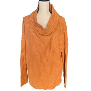 Free People World Traveler Split Back Cowl Neck Top Mustard Yellow NWOT
